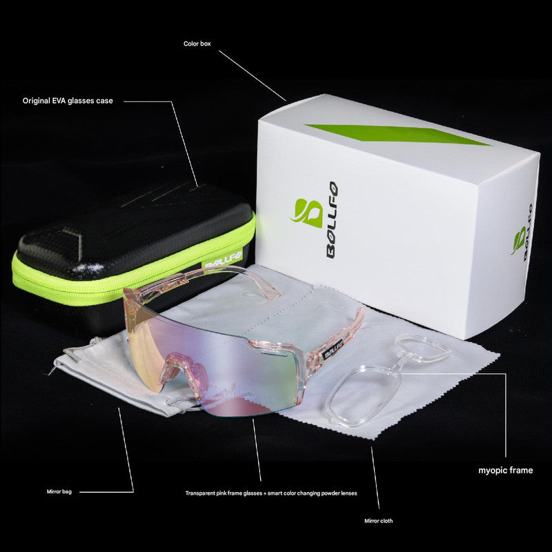 Pink Gradient Lens Lightweight UV400 Photochromic Cycling Glasses, Anti-Wind Protective Sunglasses for Outdoor Sports Secondary image