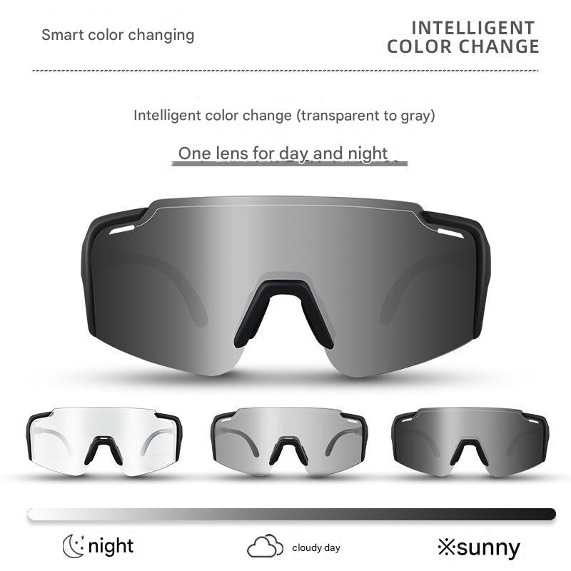 Transparent Color Change Lens Lightweight UV400 Photochromic Cycling Glasses, Anti-Wind Protective Sunglasses for Outdoor Sports Main image