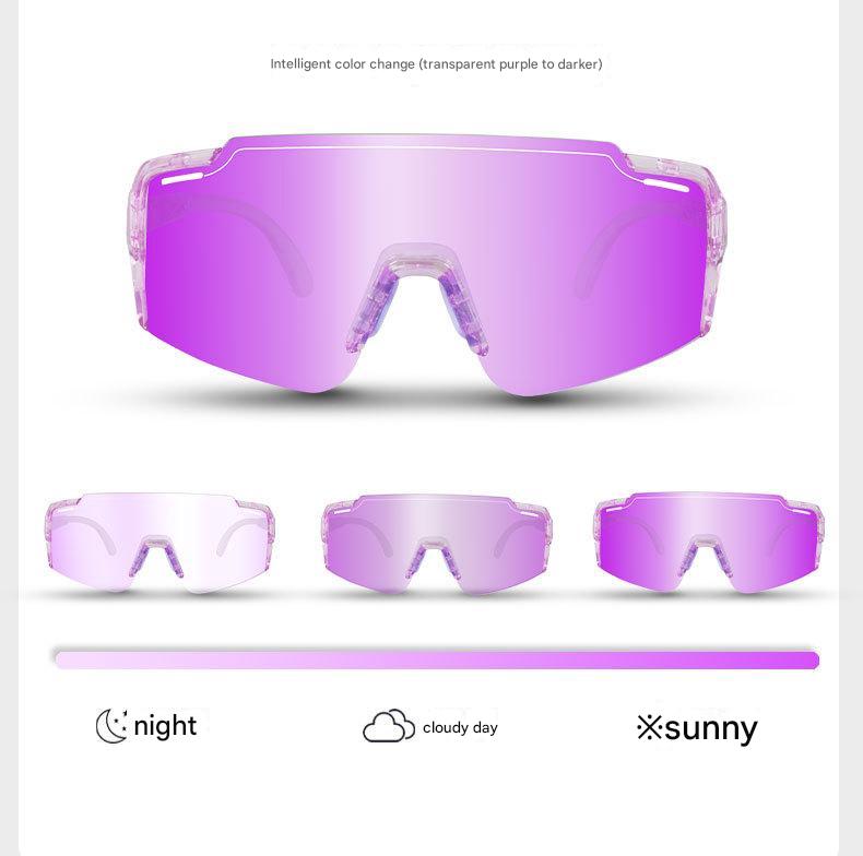 Purple Gradient Lens Lightweight UV400 Photochromic Cycling Glasses, Anti-Wind Protective Sunglasses for Outdoor Sports Main image
