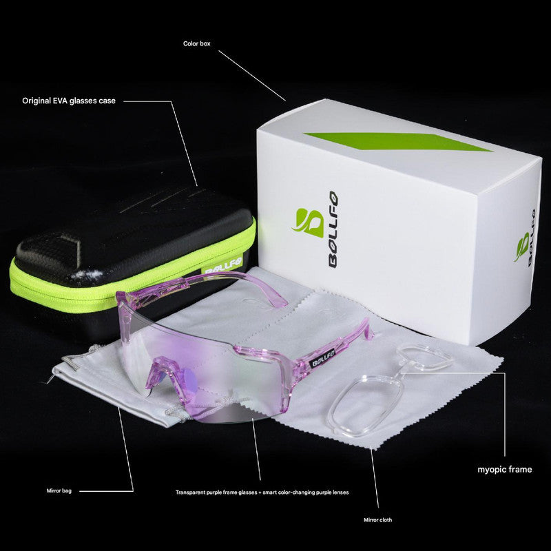 Purple Gradient Lens Lightweight UV400 Photochromic Cycling Glasses, Anti-Wind Protective Sunglasses for Outdoor Sports Secondary image
