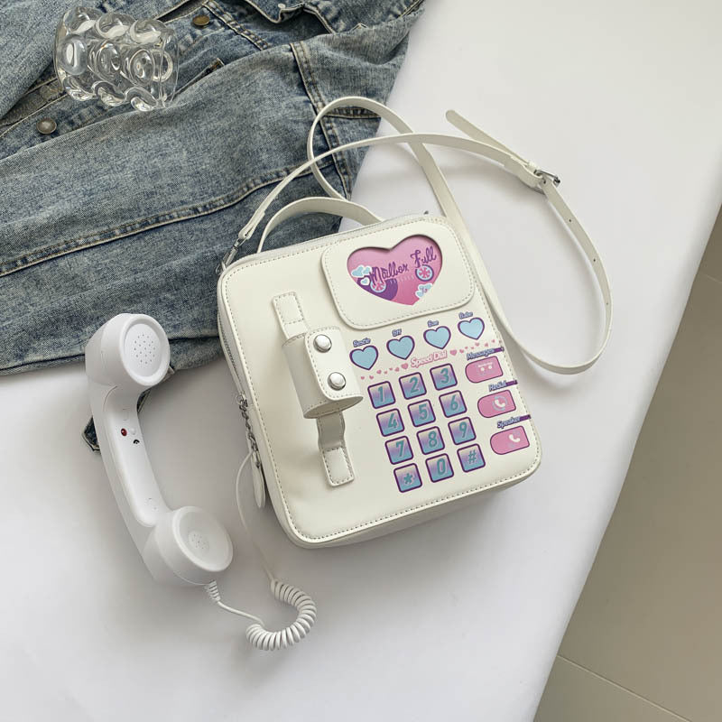 Black Sweet Girl Creative Crossbody Bag with Telephone Design, PU Material, Lightweight and Unique Secondary image