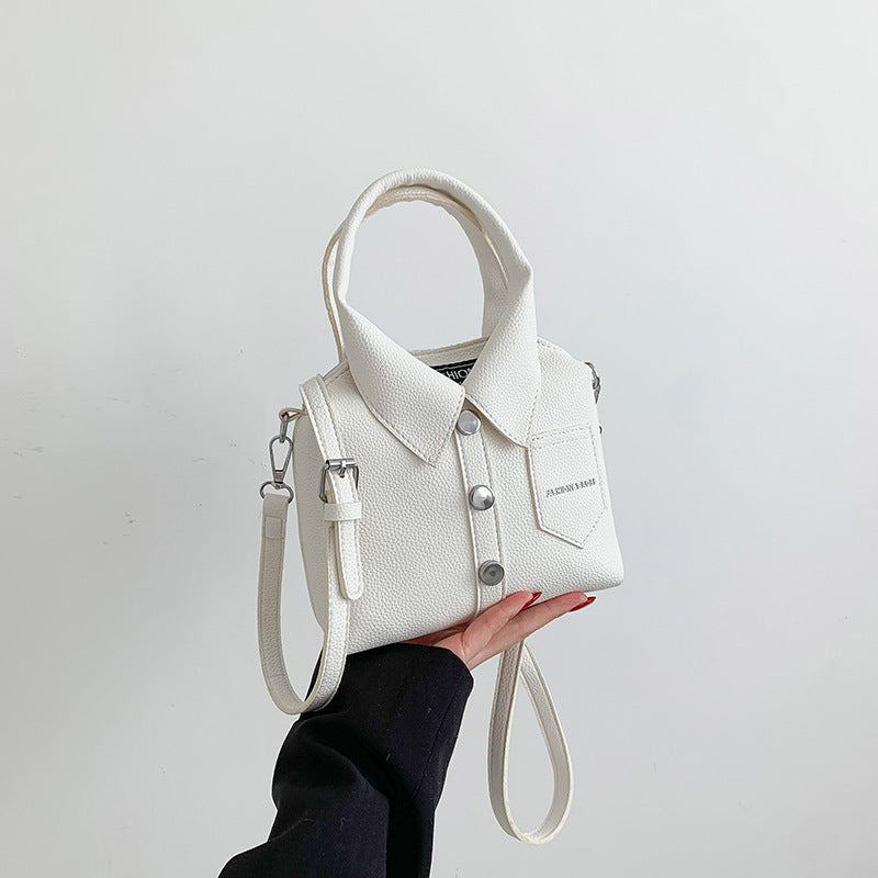White Trendy Shirt-Inspired PU Shoulder Bag | Stylish Handbag with Unique Design Main image