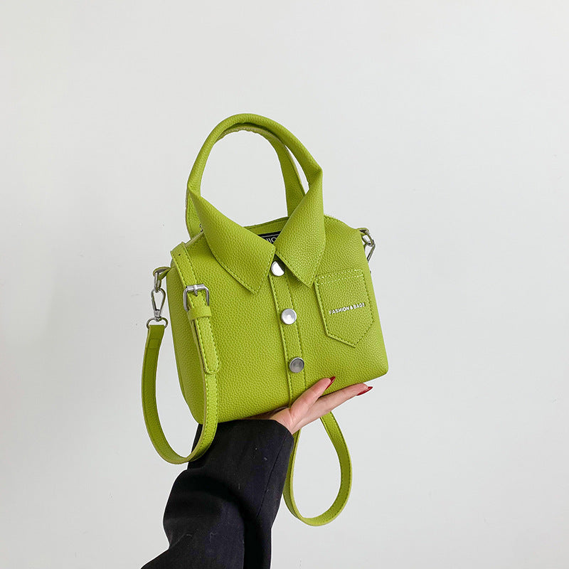 Green Trendy Shirt-Inspired PU Shoulder Bag | Stylish Handbag with Unique Design Main image