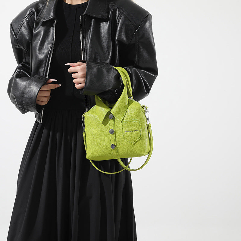 Green Trendy Shirt-Inspired PU Shoulder Bag | Stylish Handbag with Unique Design Secondary image