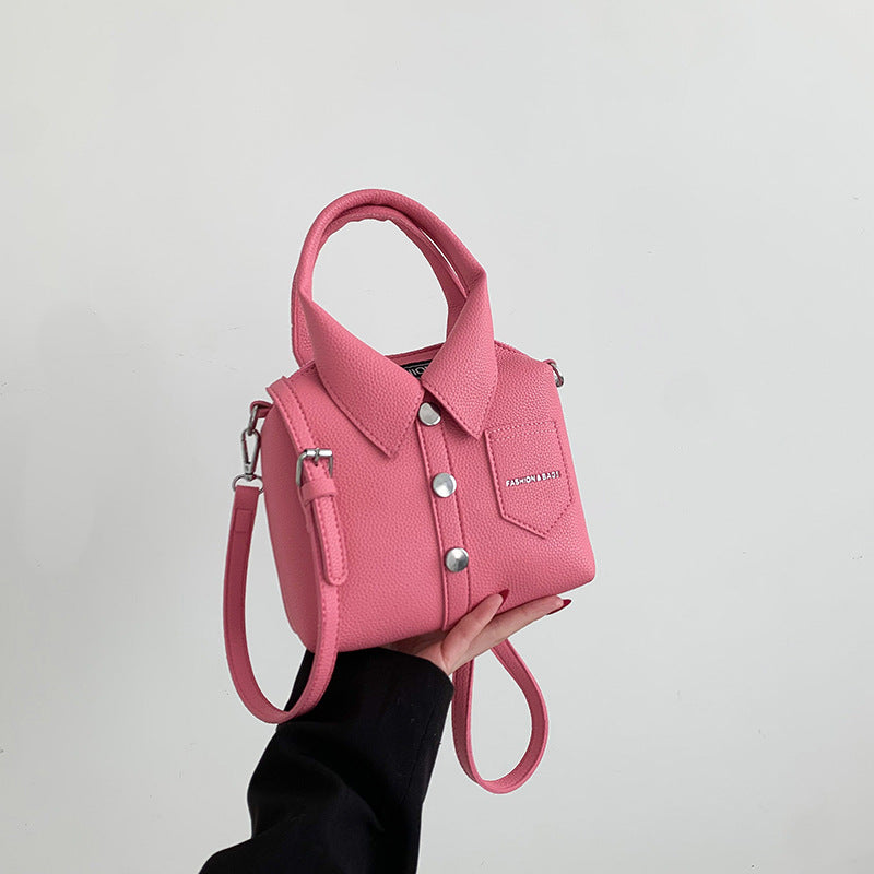 Pink Trendy Shirt-Inspired PU Shoulder Bag | Stylish Handbag with Unique Design Main image