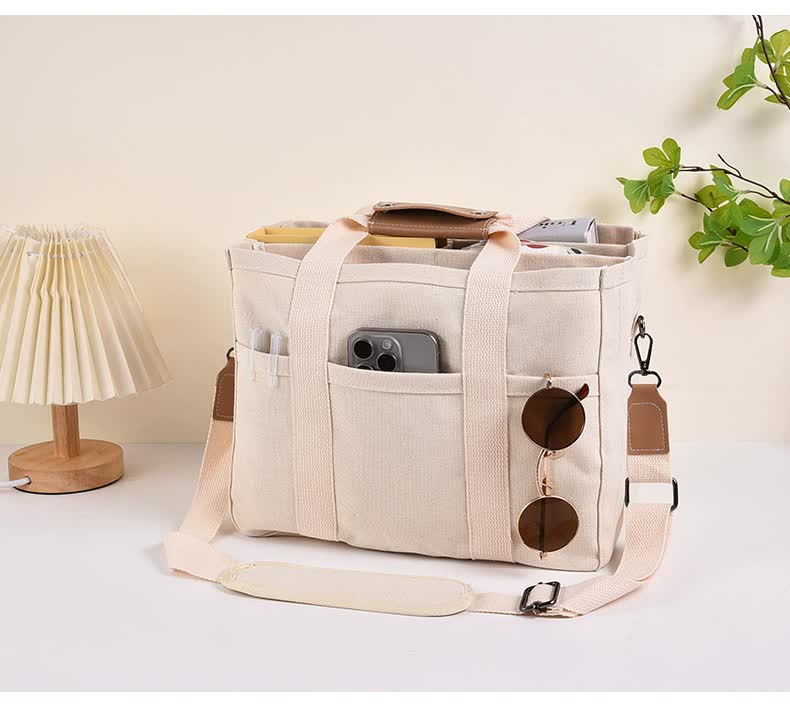 White Large Capacity Multi-Compartment Tote Bag - Stylish and Versatile for Women, Ideal for Organizing Essentials or as a Mommy Bag(Photography props not included) Main image