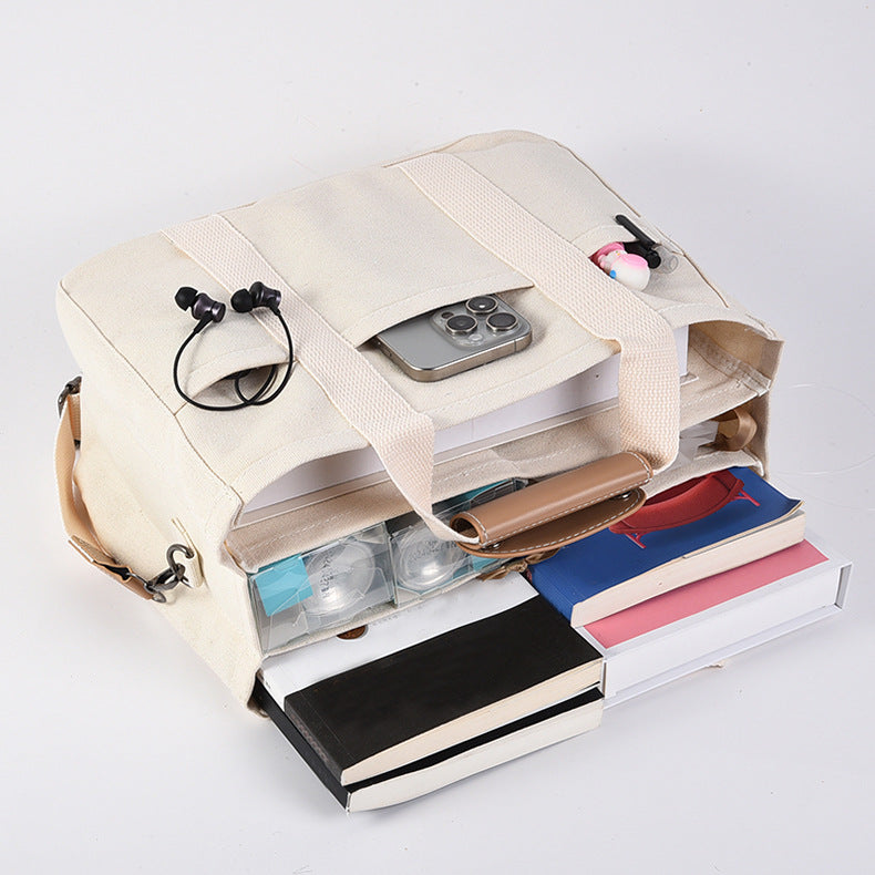 White Large Capacity Multi-Compartment Tote Bag - Stylish and Versatile for Women, Ideal for Organizing Essentials or as a Mommy Bag(Photography props not included) Secondary image