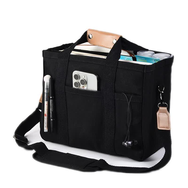 Black Large Capacity Multi-Compartment Tote Bag - Stylish and Versatile for Women, Ideal for Organizing Essentials or as a Mommy Bag(Photography props not included) Main image