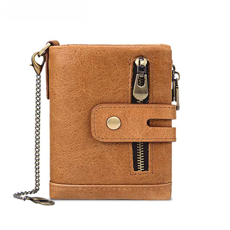 Brown Genuine Leather Tri-Fold Wallet - Fashionable Multi-Card Men's and Women's Wallet Main image