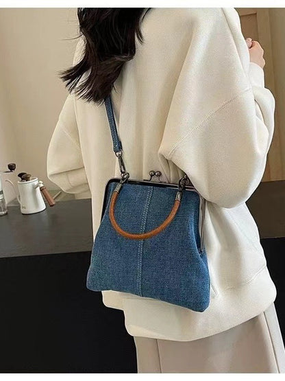 Blue Handmade Denim Patchwork Small Crossbody Bag ��� Women���s Shoulder & Handbag with Vintage Style
