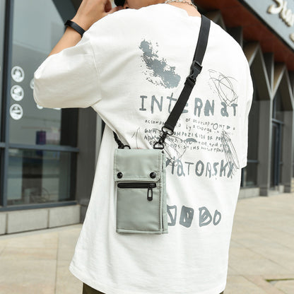 Grey Water-Resistant Nylon Crossbody Phone Bag ��� Compact Travel Wallet & Card Holder for Men and Women(Mobile phones and cards are shooting props, not included)