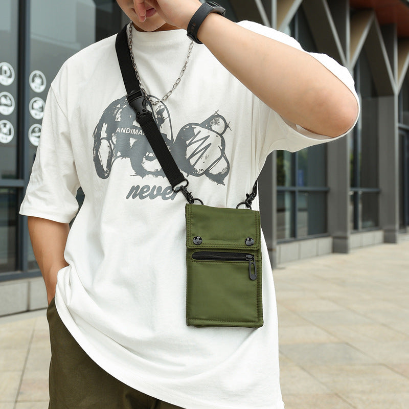 Green Water-Resistant Nylon Crossbody Phone Bag - Compact Travel Wallet & Card Holder for Men and Women(Mobile phones and cards are shooting props, not included) Secondary image