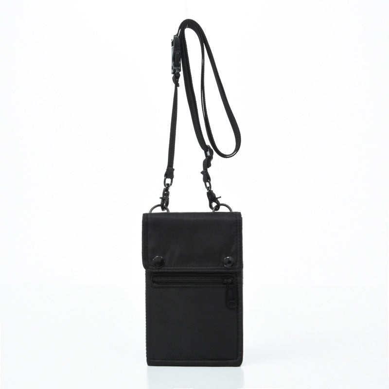 Black Water-Resistant Nylon Crossbody Phone Bag - Compact Travel Wallet & Card Holder for Men and Women(Mobile phones and cards are shooting props, not included) Main image
