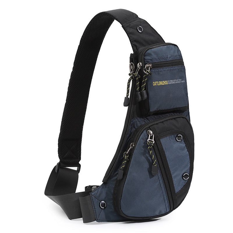 Black And Blue Men's Vintage Chest Bag -Multi-functional Waterproof Crossbody Sling Bag for Outdoor Sports Main image