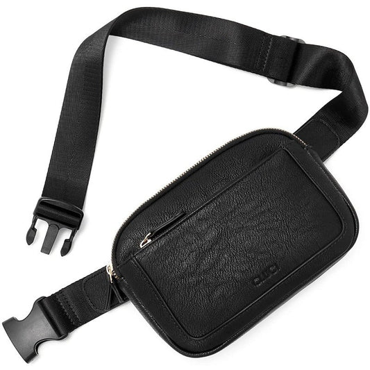 Black Adjustable Waterproof PU Leather Waist Bag ��� Stylish Crossbody Belt Bag for Men & Women