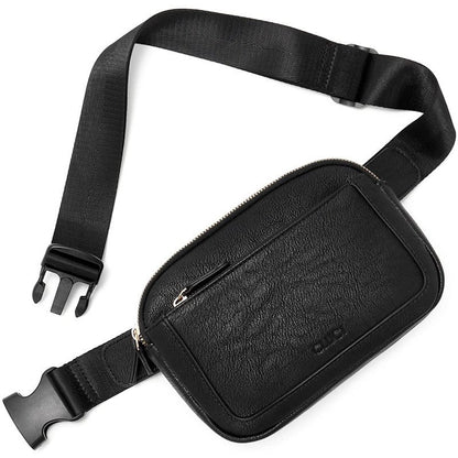 Black Adjustable Waterproof PU Leather Waist Bag ��� Stylish Crossbody Belt Bag for Men & Women
