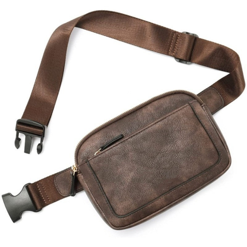 Coffee Adjustable Waterproof PU Leather Waist Bag - Stylish Crossbody Belt Bag for Men & Women Main image