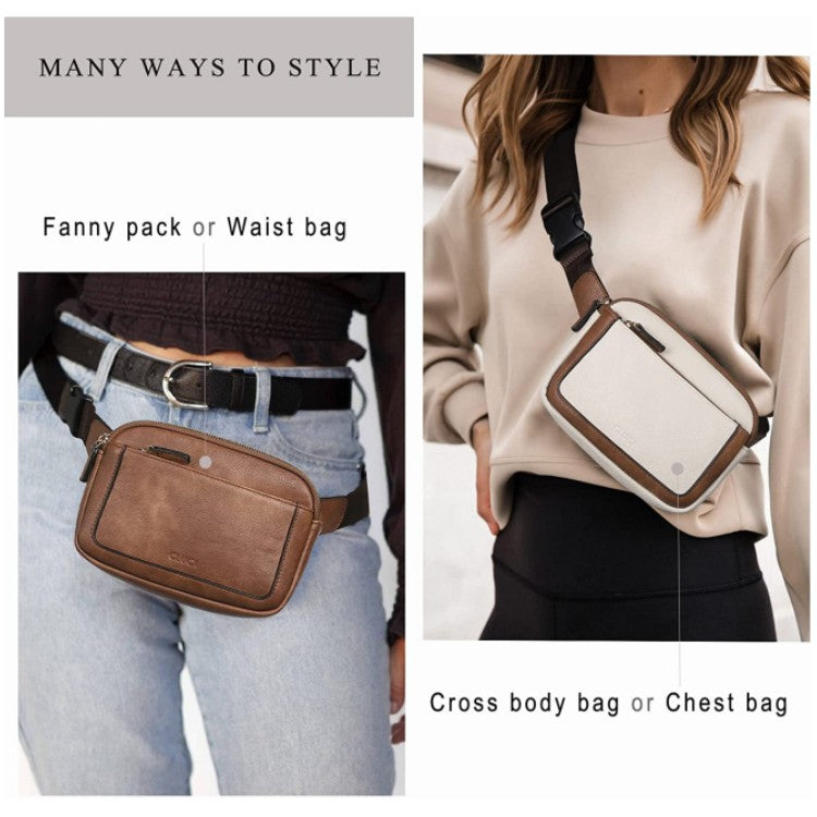 Coffee Adjustable Waterproof PU Leather Waist Bag - Stylish Crossbody Belt Bag for Men & Women Secondary image