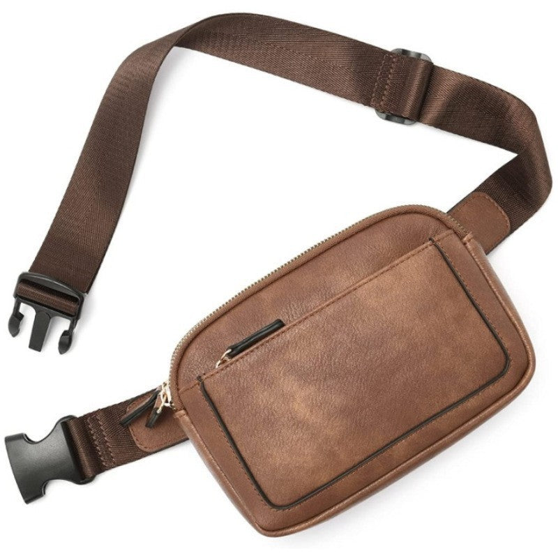 Brown Adjustable Waterproof PU Leather Waist Bag - Stylish Crossbody Belt Bag for Men & Women Main image