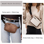 White And Black Color Matching Adjustable Waterproof PU Leather Waist Bag - Stylish Crossbody Belt Bag for Men & Women