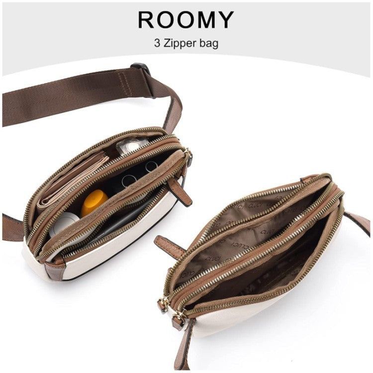 White And Black Color Matching Adjustable Waterproof PU Leather Waist Bag - Stylish Crossbody Belt Bag for Men & Women