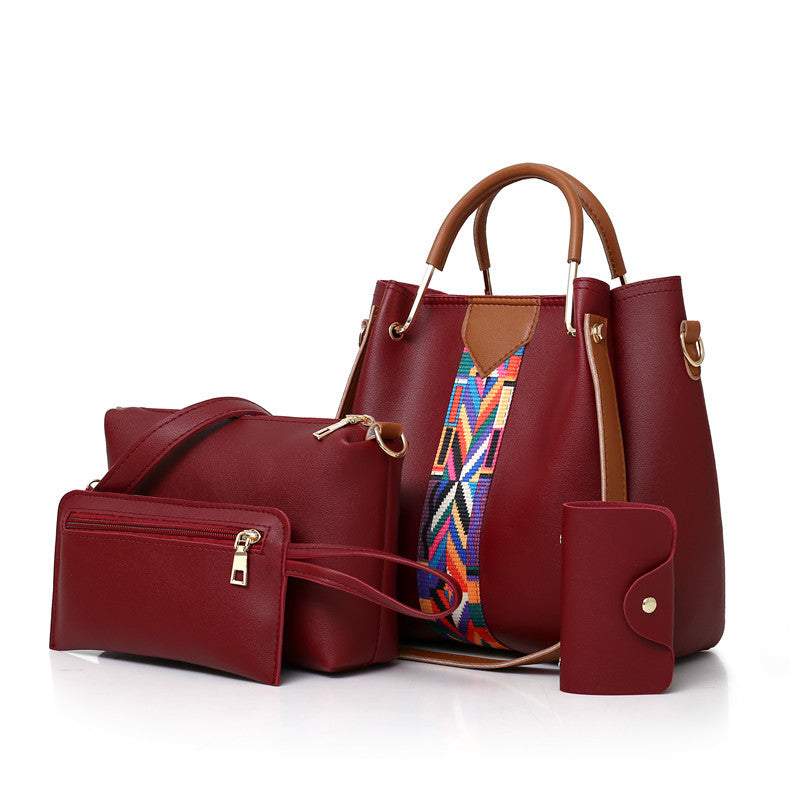 Red Elegant 4-Piece Women's Handbag Set - Stylish PU Leather Tote, Shoulder Bag, Clutch, and Wallet for Every Occasion Main image