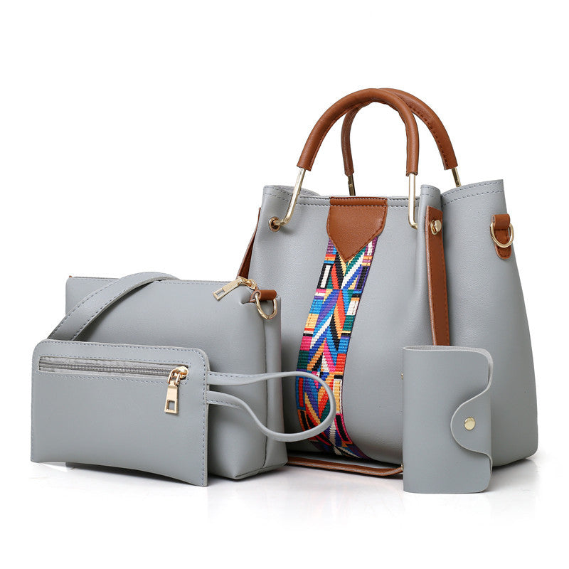 Grey Elegant 4-Piece Women's Handbag Set - Stylish PU Leather Tote, Shoulder Bag, Clutch, and Wallet for Every Occasion Main image