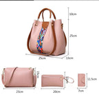 Grey Elegant 4-Piece Women's Handbag Set - Stylish PU Leather Tote, Shoulder Bag, Clutch, and Wallet for Every Occasion