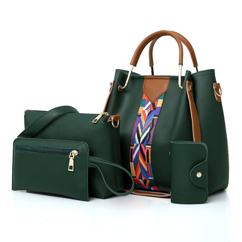 Dark Green Elegant 4-Piece Women's Handbag Set - Stylish PU Leather Tote, Shoulder Bag, Clutch, and Wallet for Every Occasion Main image