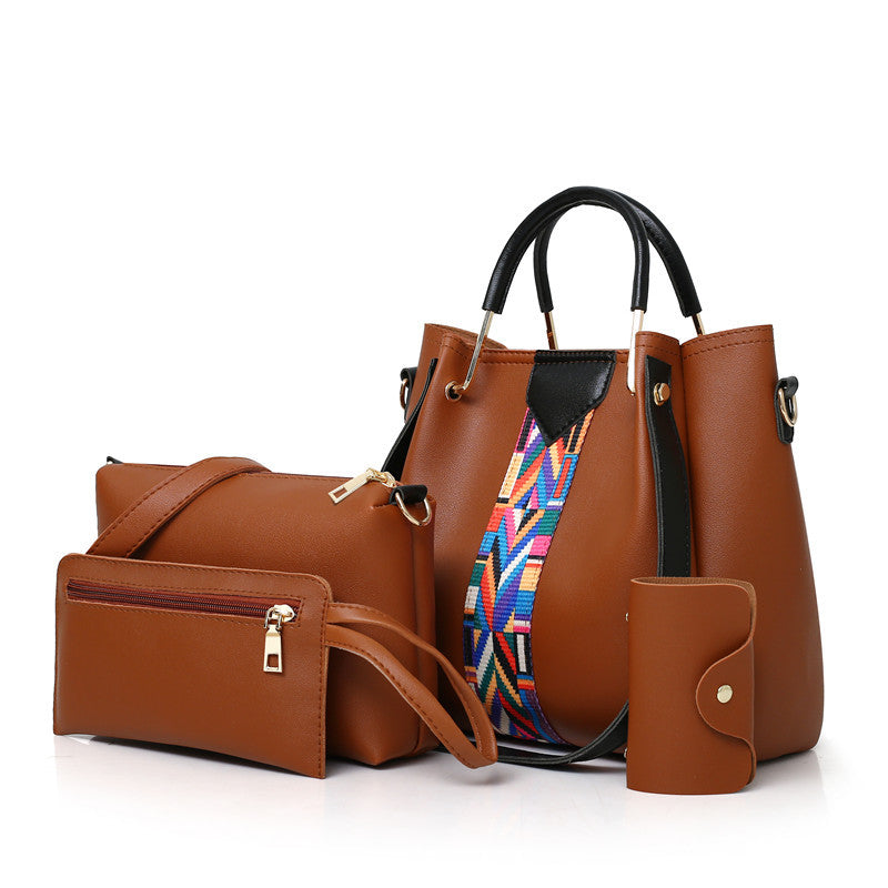 Brown Elegant 4-Piece Women's Handbag Set - Stylish PU Leather Tote, Shoulder Bag, Clutch, and Wallet for Every Occasion Main image