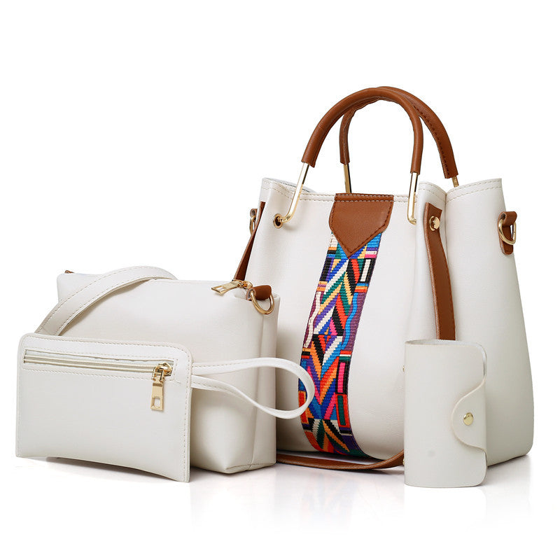 Off-White Elegant 4-Piece Women's Handbag Set - Stylish PU Leather Tote, Shoulder Bag, Clutch, and Wallet for Every Occasion Main image
