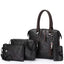 Black 4-Piece Women���s PU Leather Tote Bag Set - Vintage Handbag, Shoulder Bag, Clutch, and Card Holder - Lightweight Design