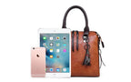 Black 4-Piece Women���s PU Leather Tote Bag Set - Vintage Handbag, Shoulder Bag, Clutch, and Card Holder - Lightweight Design