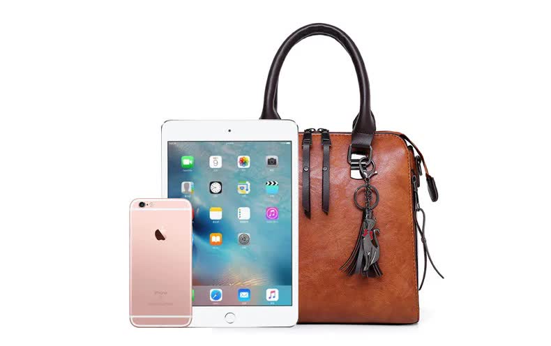 Black 4-Piece Women���s PU Leather Tote Bag Set - Vintage Handbag, Shoulder Bag, Clutch, and Card Holder - Lightweight Design