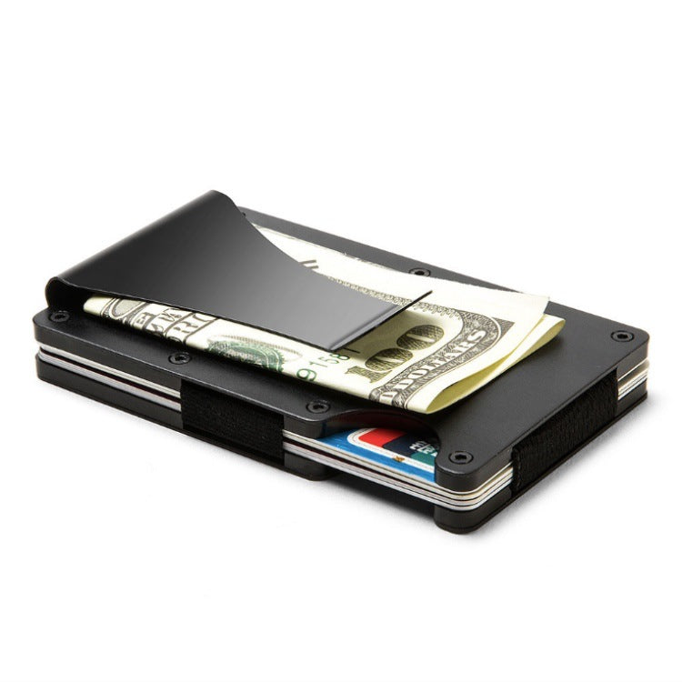 2 Pcs Black Aluminum Alloy RFID Blocking Wallet - Compact, Lightweight Credit Card Holder and Money Clip Secondary image