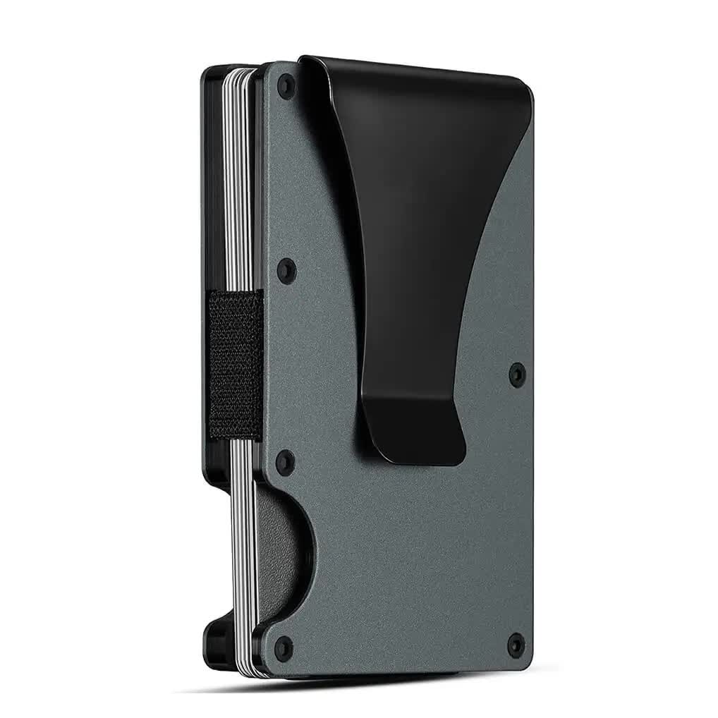 2 Pcs Grey Aluminum Alloy RFID Blocking Wallet - Compact, Lightweight Credit Card Holder and Money Clip Main image