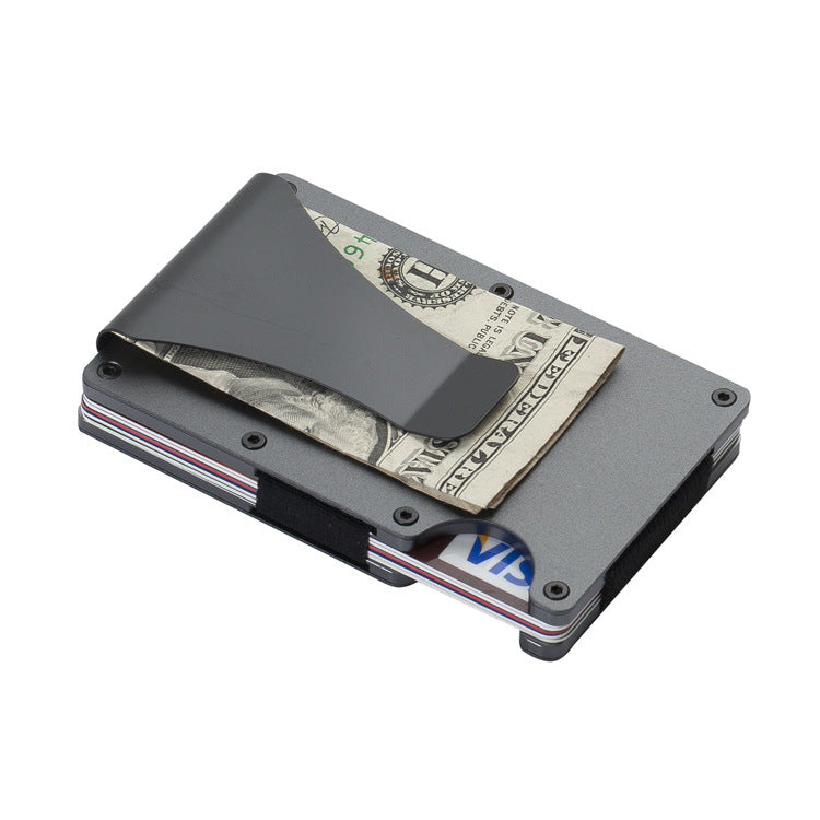 2 Pcs Grey Aluminum Alloy RFID Blocking Wallet - Compact, Lightweight Credit Card Holder and Money Clip Secondary image