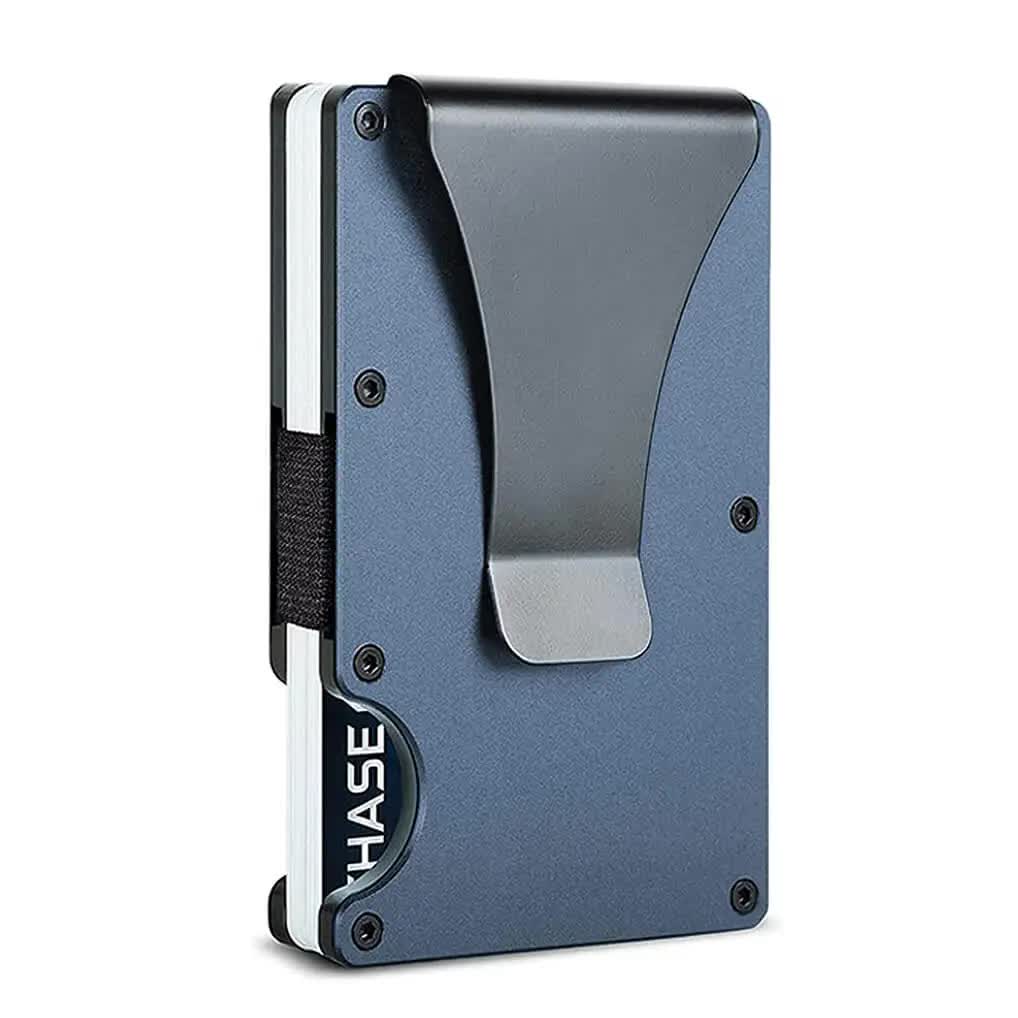 2 Pcs Dark Blue Aluminum Alloy RFID Blocking Wallet - Compact, Lightweight Credit Card Holder and Money Clip Main image