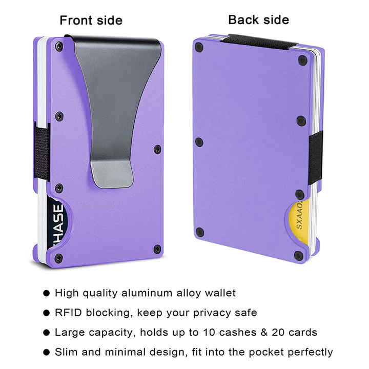 2 Pcs Dark Blue Aluminum Alloy RFID Blocking Wallet - Compact, Lightweight Credit Card Holder and Money Clip Secondary image