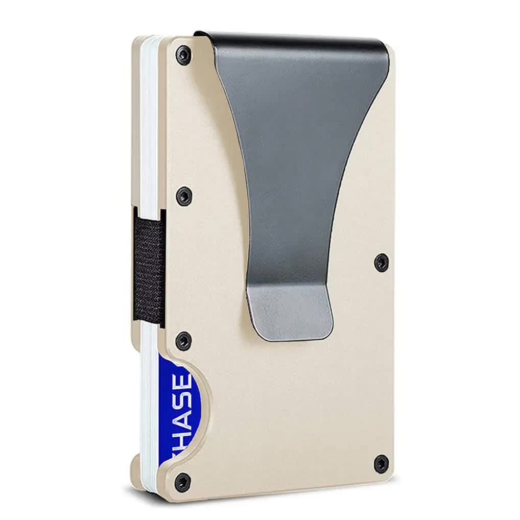 2 Pcs Gold Aluminum Alloy RFID Blocking Wallet - Compact, Lightweight Credit Card Holder and Money Clip Main image