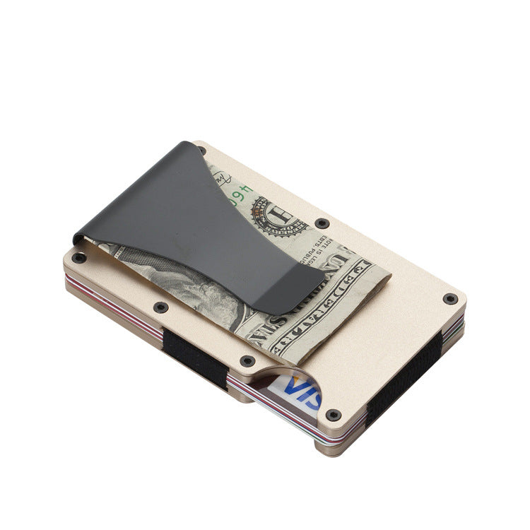 2 Pcs Gold Aluminum Alloy RFID Blocking Wallet - Compact, Lightweight Credit Card Holder and Money Clip Secondary image