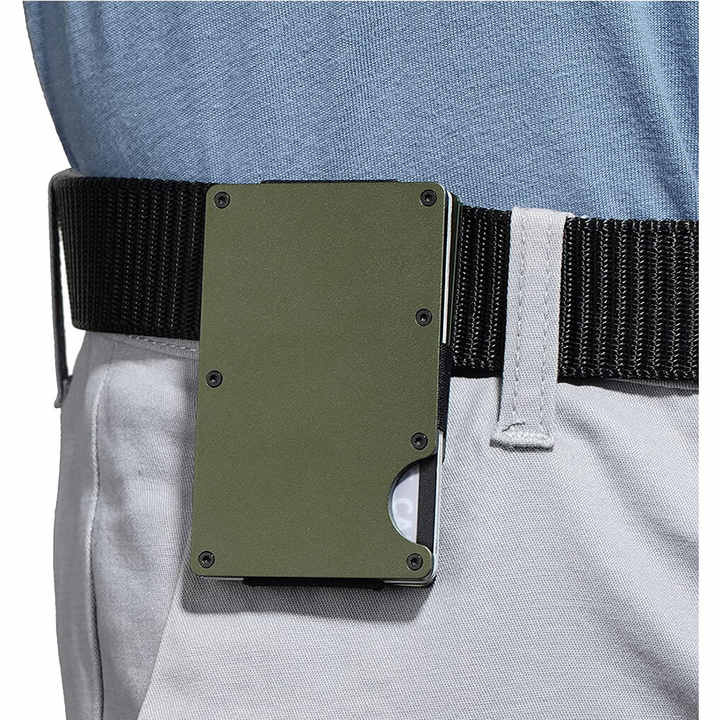 2 Pcs Gold Aluminum Alloy RFID Blocking Wallet - Compact, Lightweight Credit Card Holder and Money Clip