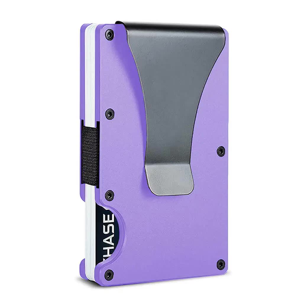 2 Pcs Purple Aluminum Alloy RFID Blocking Wallet - Compact, Lightweight Credit Card Holder and Money Clip Main image