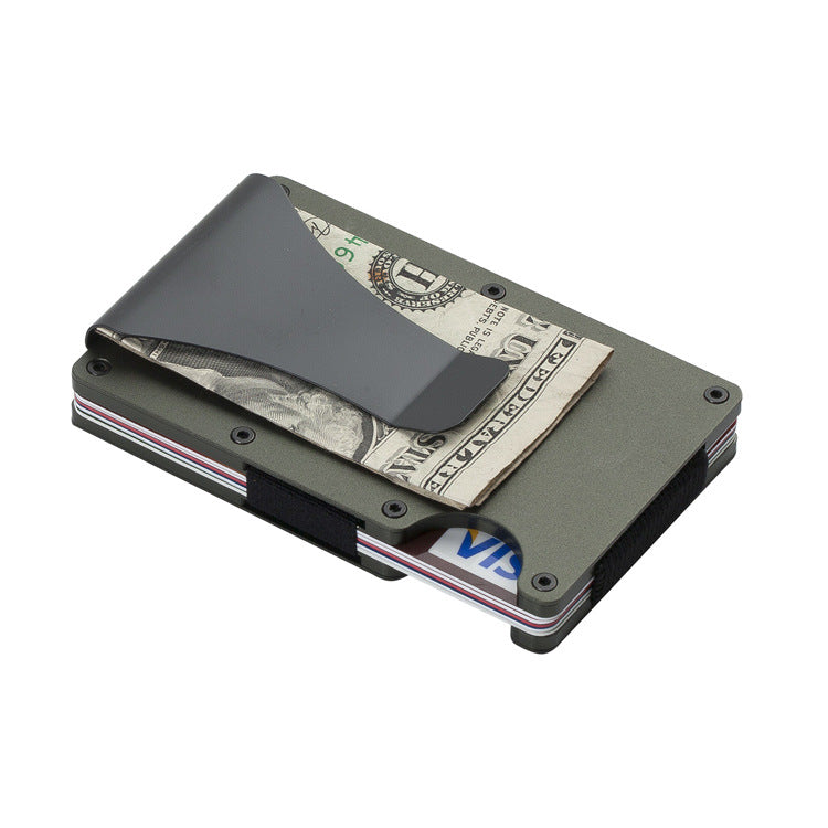 2 Pcs Dark Green Aluminum Alloy RFID Blocking Wallet - Compact, Lightweight Credit Card Holder and Money Clip Secondary image
