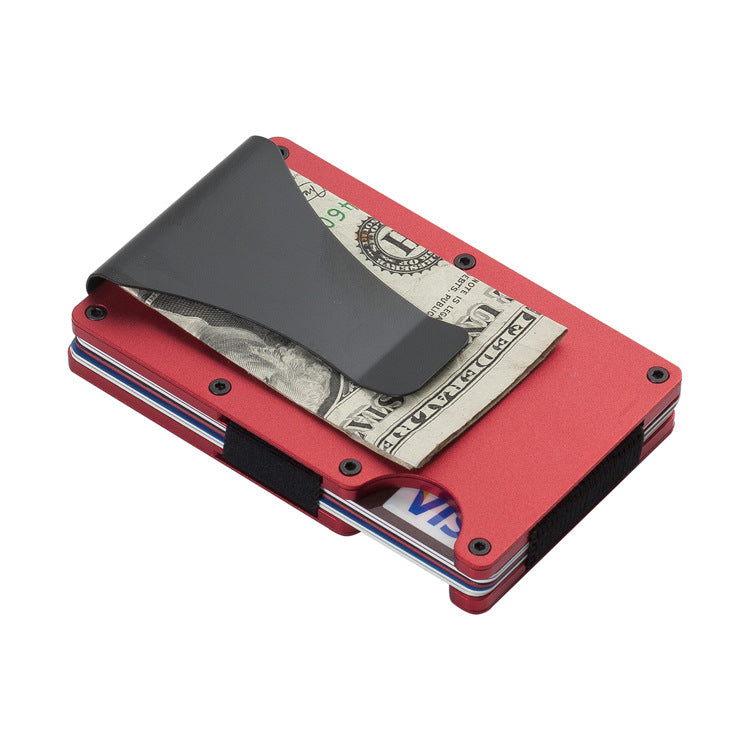 2 Pcs Red Aluminum Alloy RFID Blocking Wallet - Compact, Lightweight Credit Card Holder and Money Clip Secondary image