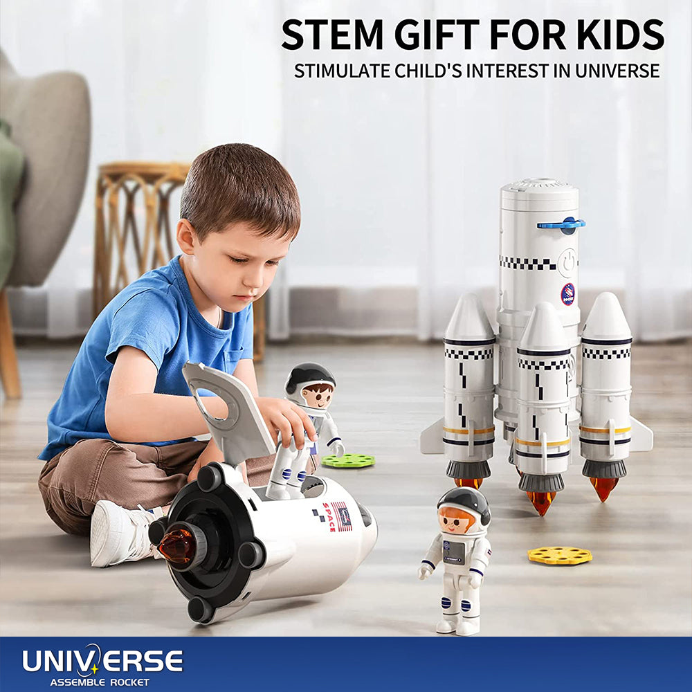Simple packaging 5in1 Shuttle Rocket Space Toy Projection For 3+Kids 2Astronauts Launcher Lamp AU Secondary image