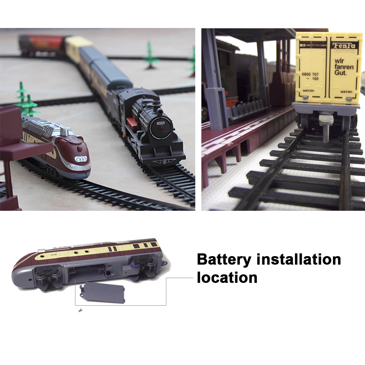 Electric Modern Toy Train Set Vehicle Rail Track Carriages With sound and lighting Kids Secondary image