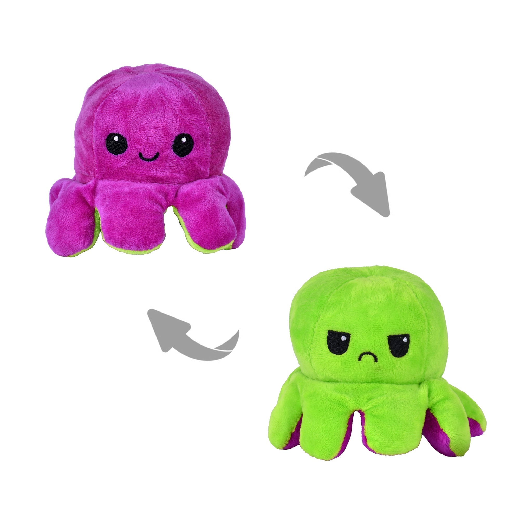 2 pk Flippy Mood Changing Reversible Octopus Plush Toy Assorted Color Secondary image