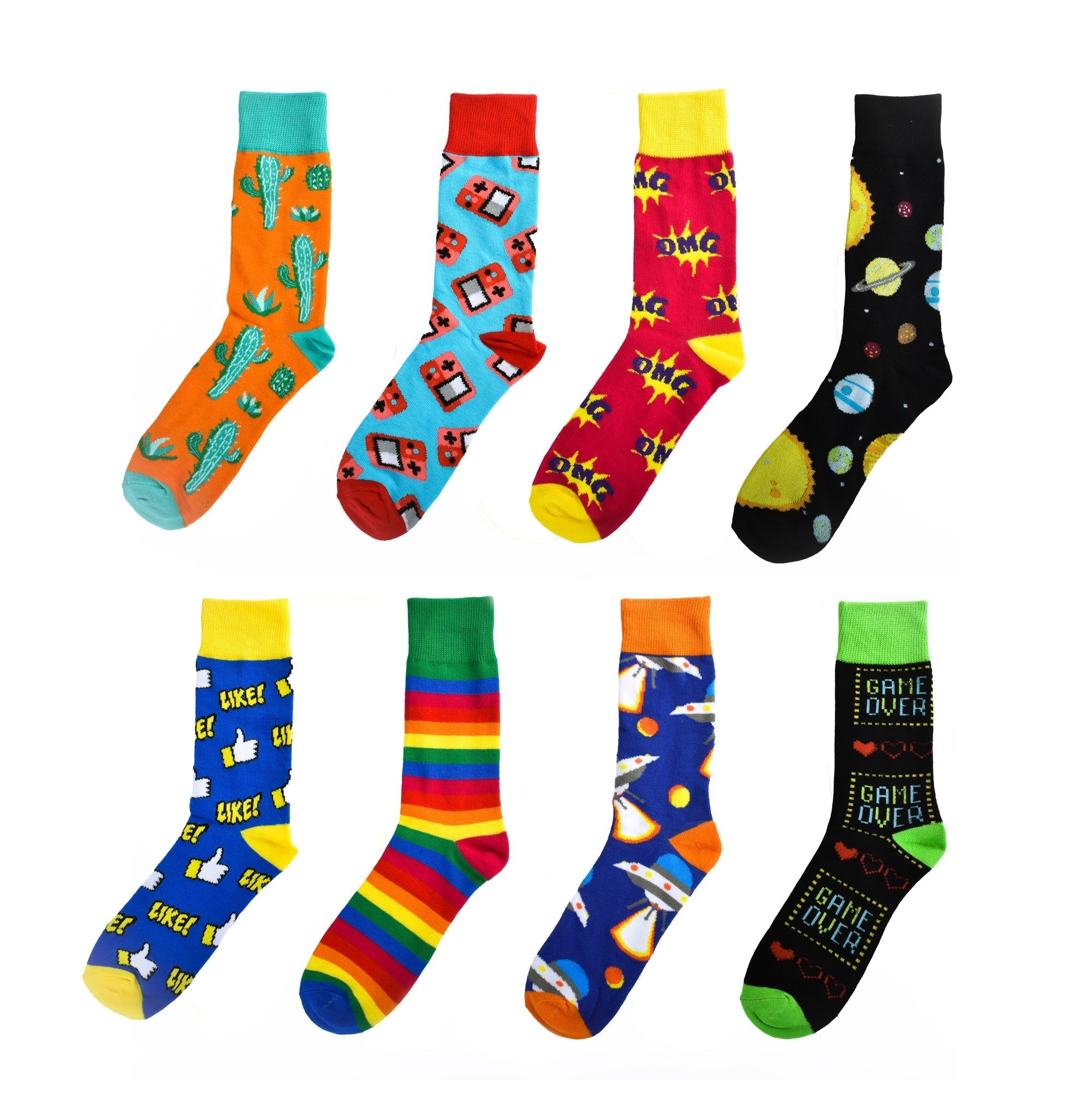 8 Pairs Fashion Novelty Funny Socks one Size 5-13 Men and Women Socks #3 Main image