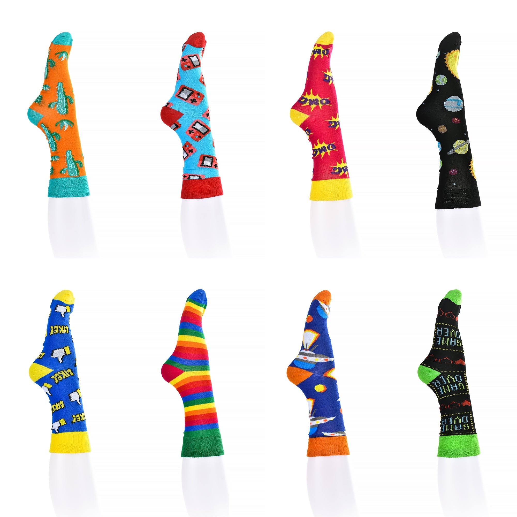 8 Pairs Fashion Novelty Funny Socks one Size 5-13 Men and Women Socks #3 Secondary image